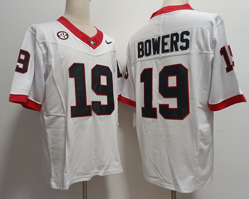 Men Georgia Bulldogs #19 Bowers White Nike 2025 NCAA Jersey style 2->ncaa teams->NCAA Jersey